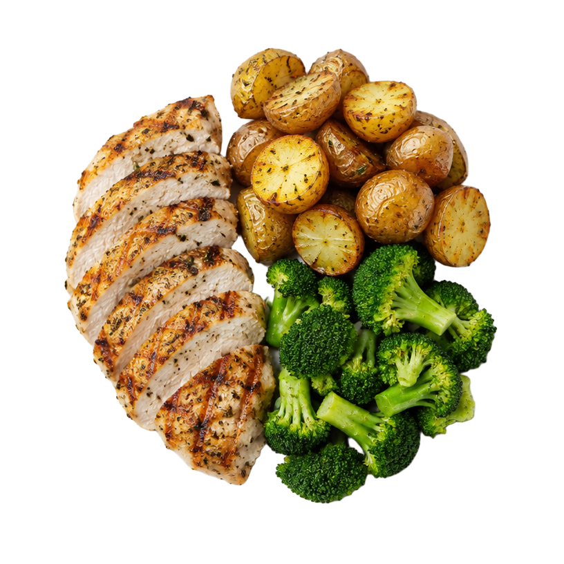 Hähnchenbrust mit Kartoffeln und Brokkoli