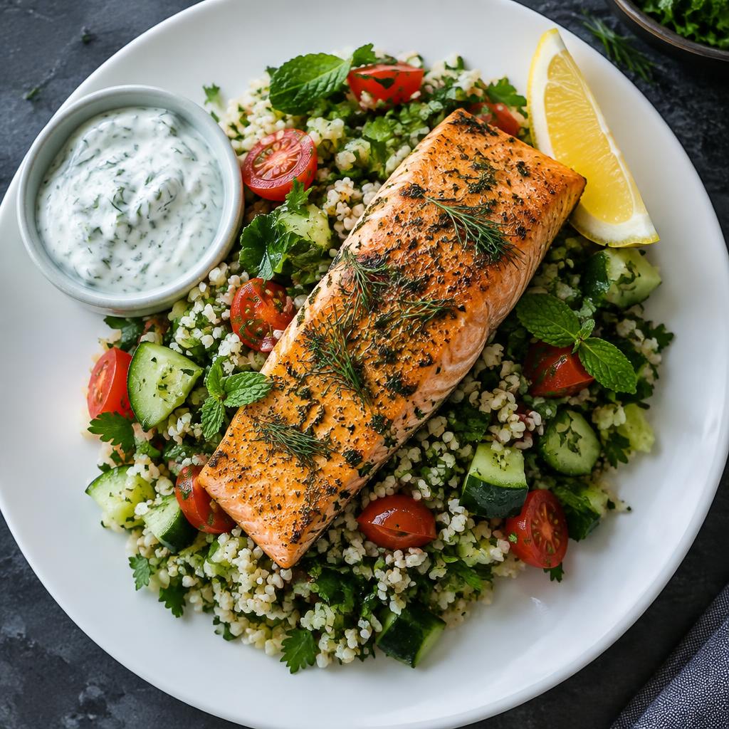 Lachs mit Taboulé & Joghurt-Dressing